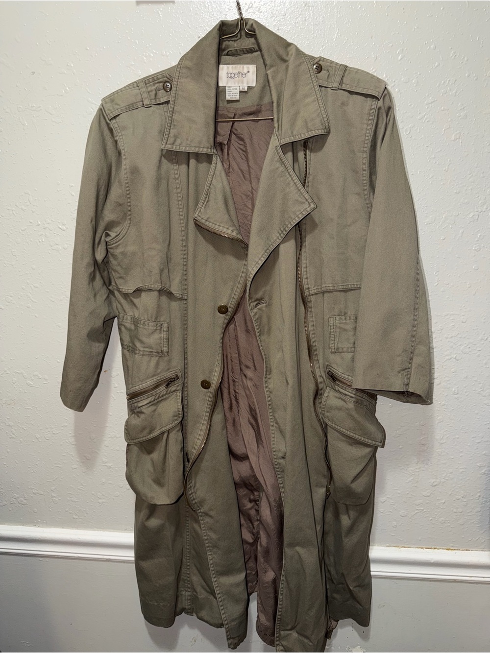 Together Olive Military Field Coat with Utility Pockets